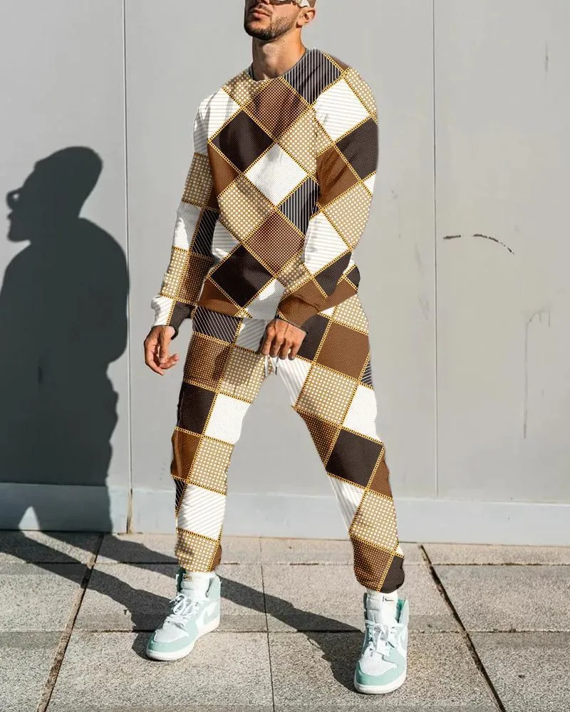 Men's casual printed polyester blend suit set with jacket and trousers in colour G5Z503