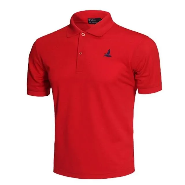 Men's outdoor sport fishing polo shirt in quick-dry fabric, shown in black, sizes M to XXL available