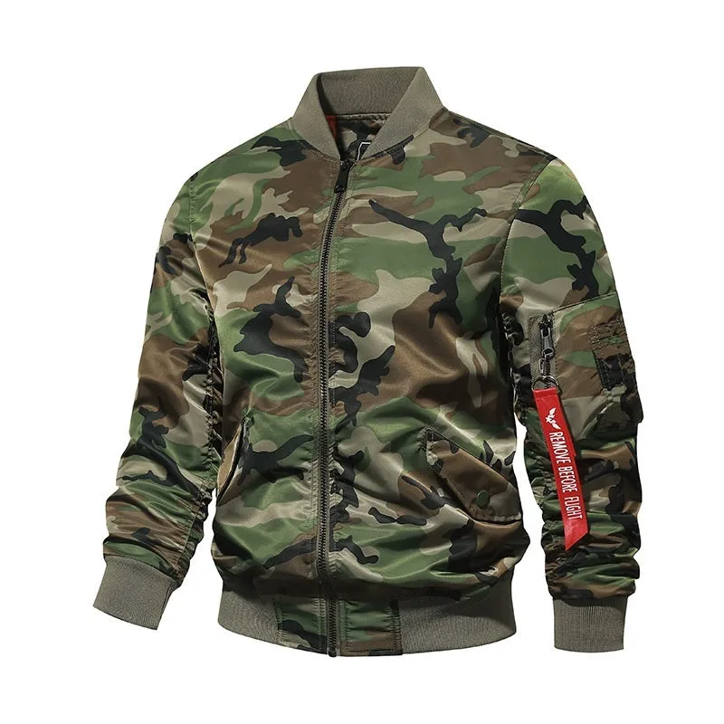 Men's thickened camouflage plus size coat with long sleeves and side pockets in autumn winter style