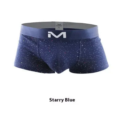 Men's cotton low-waist boxer shorts in starry sky black, breathable summer underwear