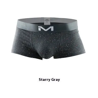 Men's cotton low-waist boxer shorts in starry sky black, breathable summer underwear