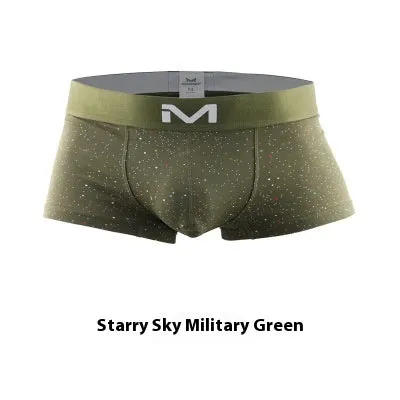 Men's cotton low-waist boxer shorts in starry sky black, breathable summer underwear