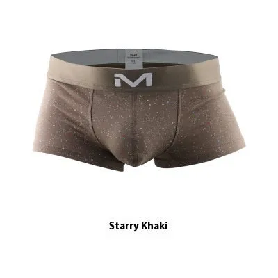 Men's cotton low-waist boxer shorts in starry sky black, breathable summer underwear