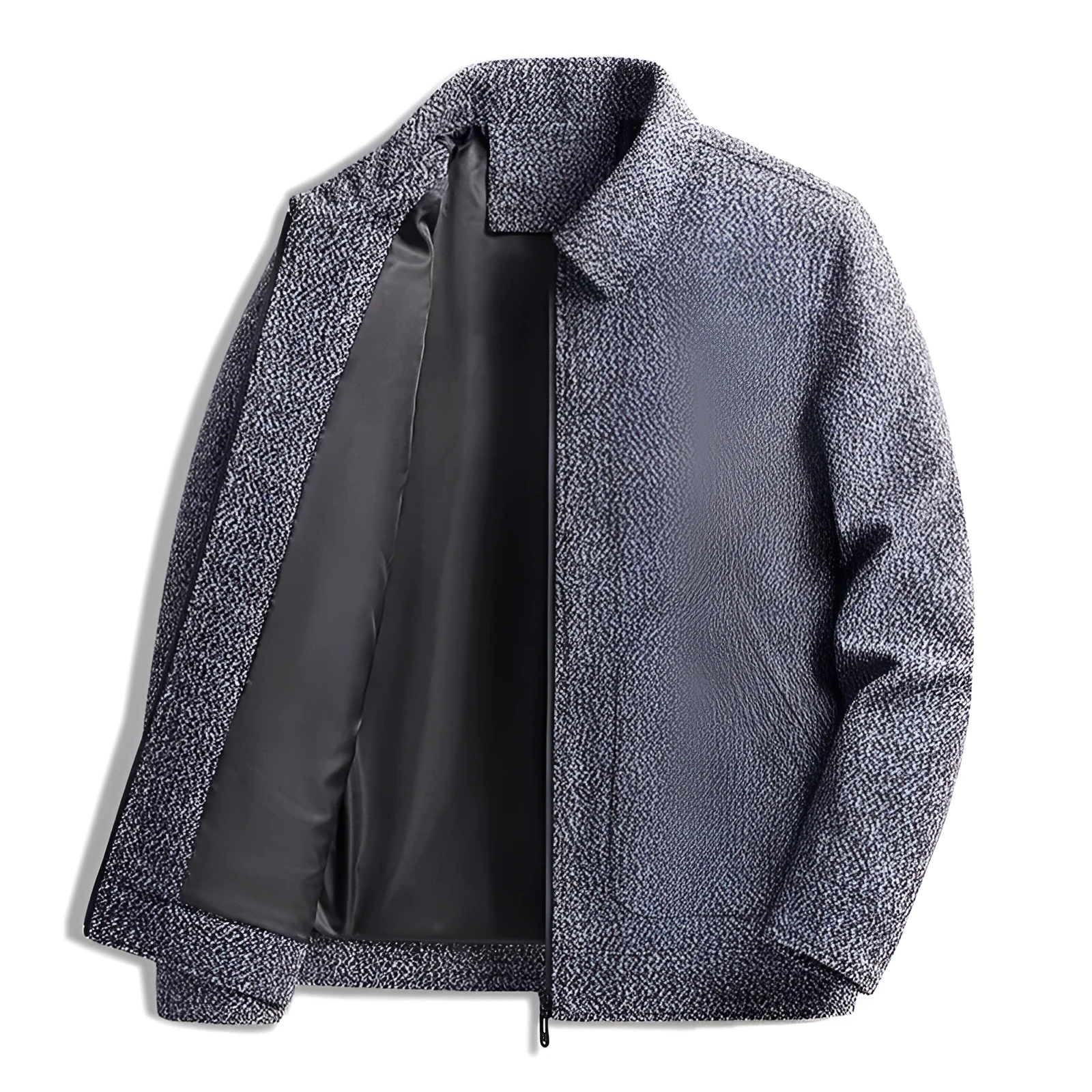Men's bamboo fiber Vinylon woolen long sleeve coat in black, gray, brown, and coffee sizes M to 5XL