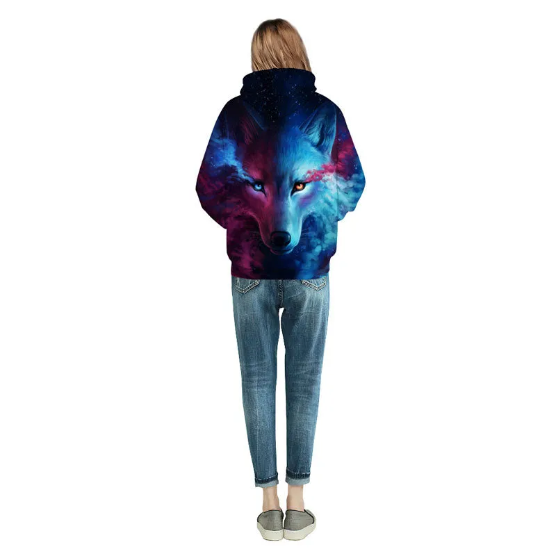 Mr 1991INC space galaxy sweatshirt with wolf print front view