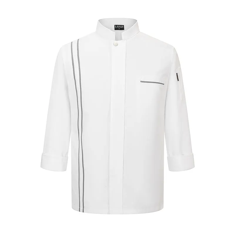 Cotton blend chef work top in solid colour for men, long sleeve, size M to 4XL