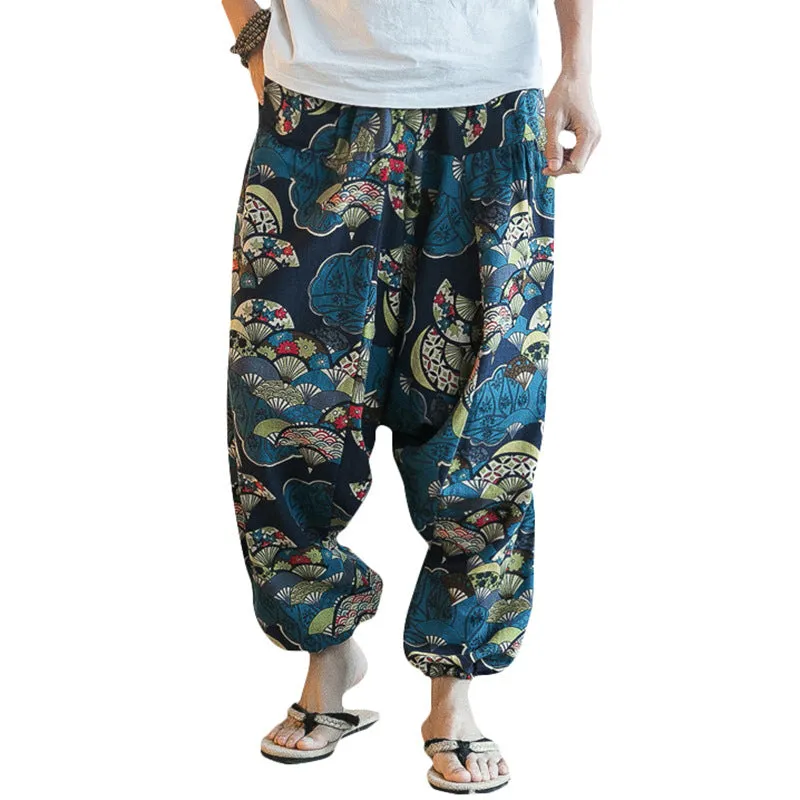 Konsiko 100% cotton harem trousers loose fit elastic waist in multiple colours