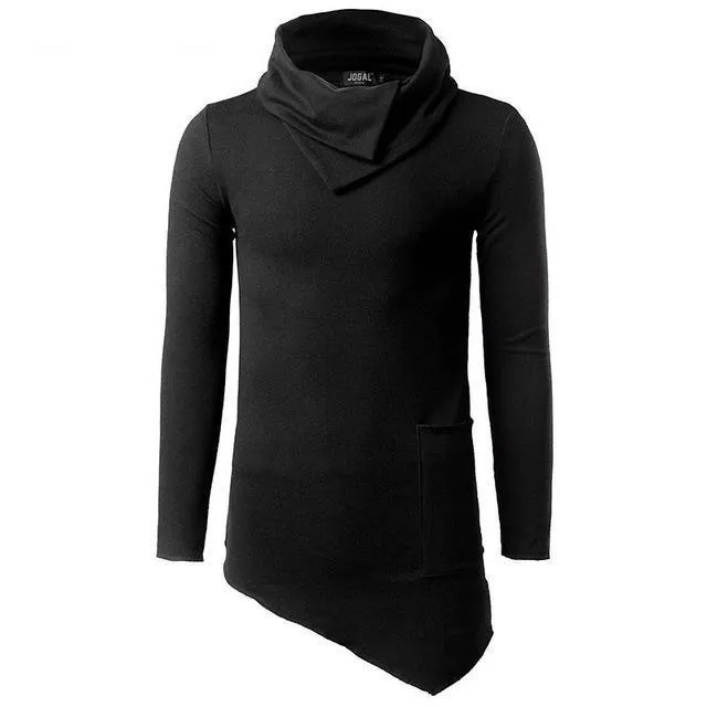 Men hip hop long sleeve tee in black modal fabric, front view