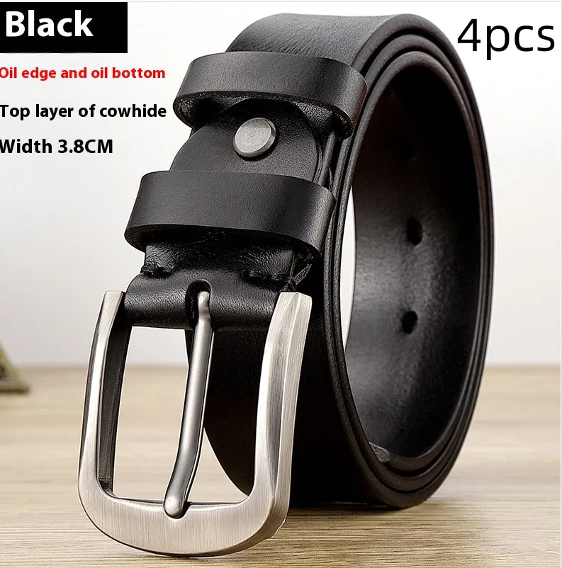 First layer cow leather belt for men with alloy buckle, dark coffee colour, 110cm length