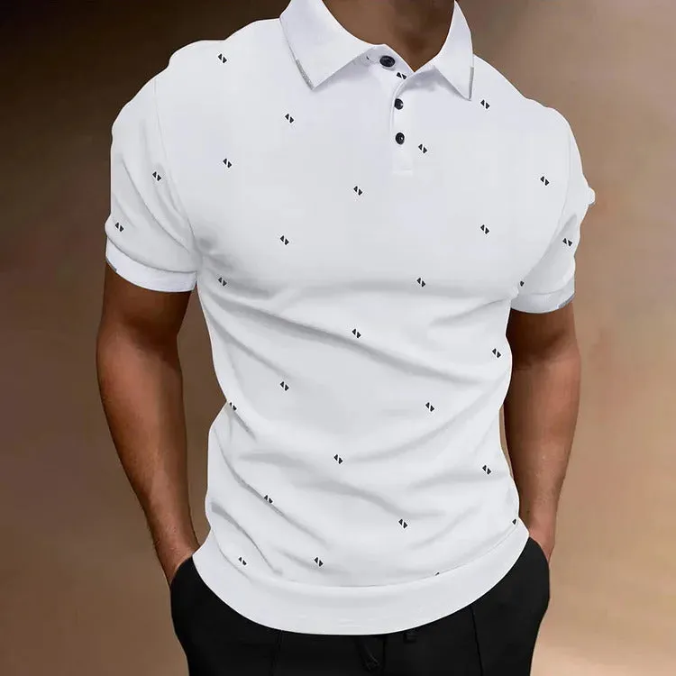 Men's short sleeve digital print sports top in polyester fibre, available in black, dark blue, red, and white, sizes S to 6XL