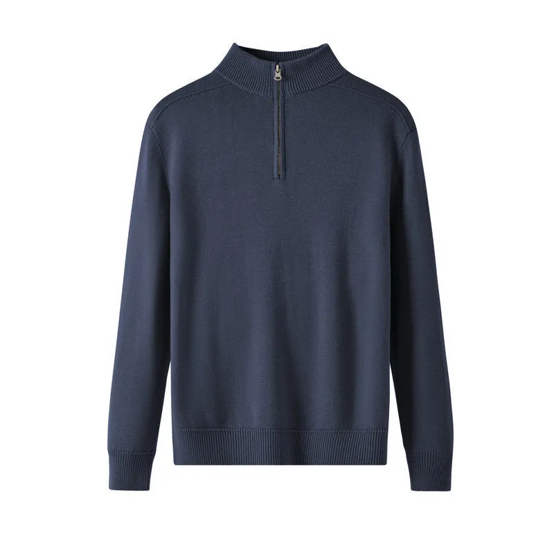 Men's casual sweater thickened wool base shirt long sleeve slim fit pullover in multiple colours black light gray bronze coffee blue gray apricot stone sand