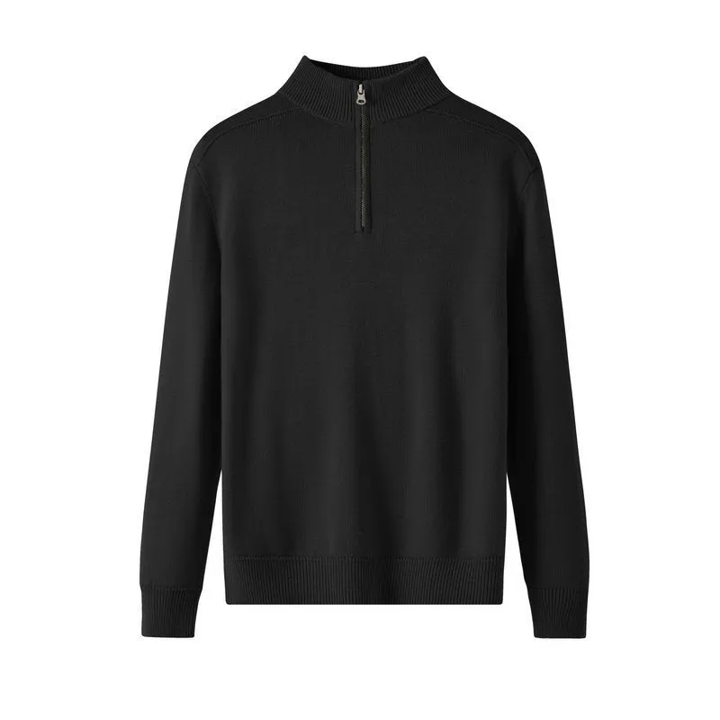 Men's casual sweater thickened wool base shirt long sleeve slim fit pullover in multiple colours black light gray bronze coffee blue gray apricot stone sand
