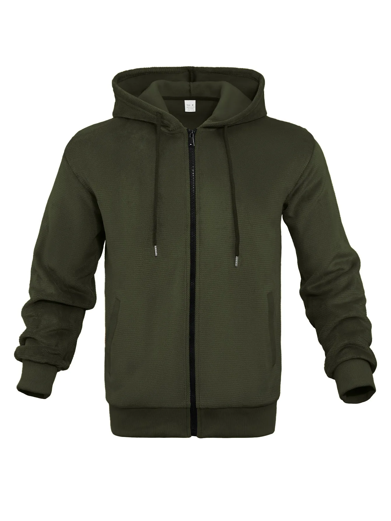 Men's fashion casual zippered hooded sweatshirt in gray, thickened fleece lining, full-zip cardigan style