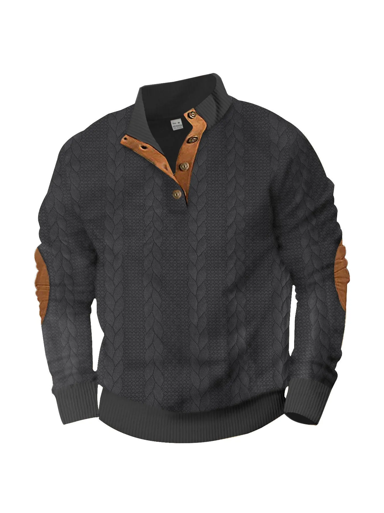 Solid colour men's sweatshirt with patch embroidery, regular fit, polyester fabric, available in multiple colours