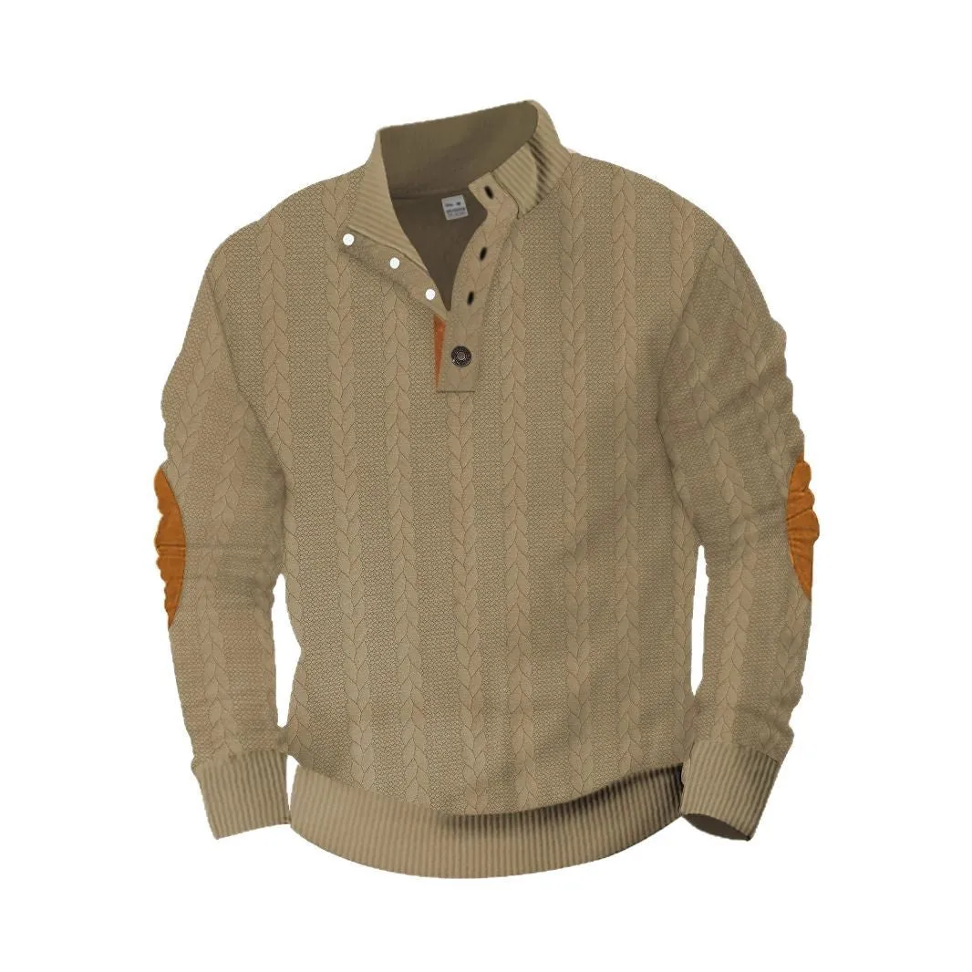 Solid colour men's sweatshirt with patch embroidery, regular fit, polyester fabric, available in multiple colours