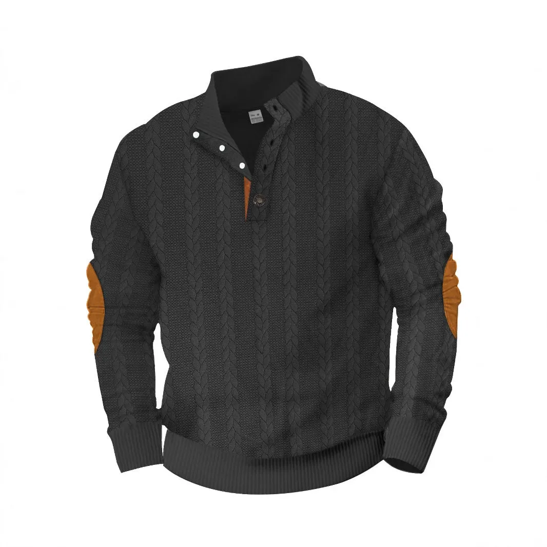 Solid colour men's sweatshirt with patch embroidery, regular fit, polyester fabric, available in multiple colours