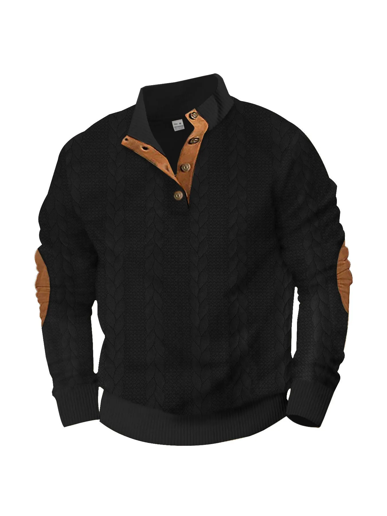 Solid colour men's sweatshirt with patch embroidery, regular fit, polyester fabric, available in multiple colours