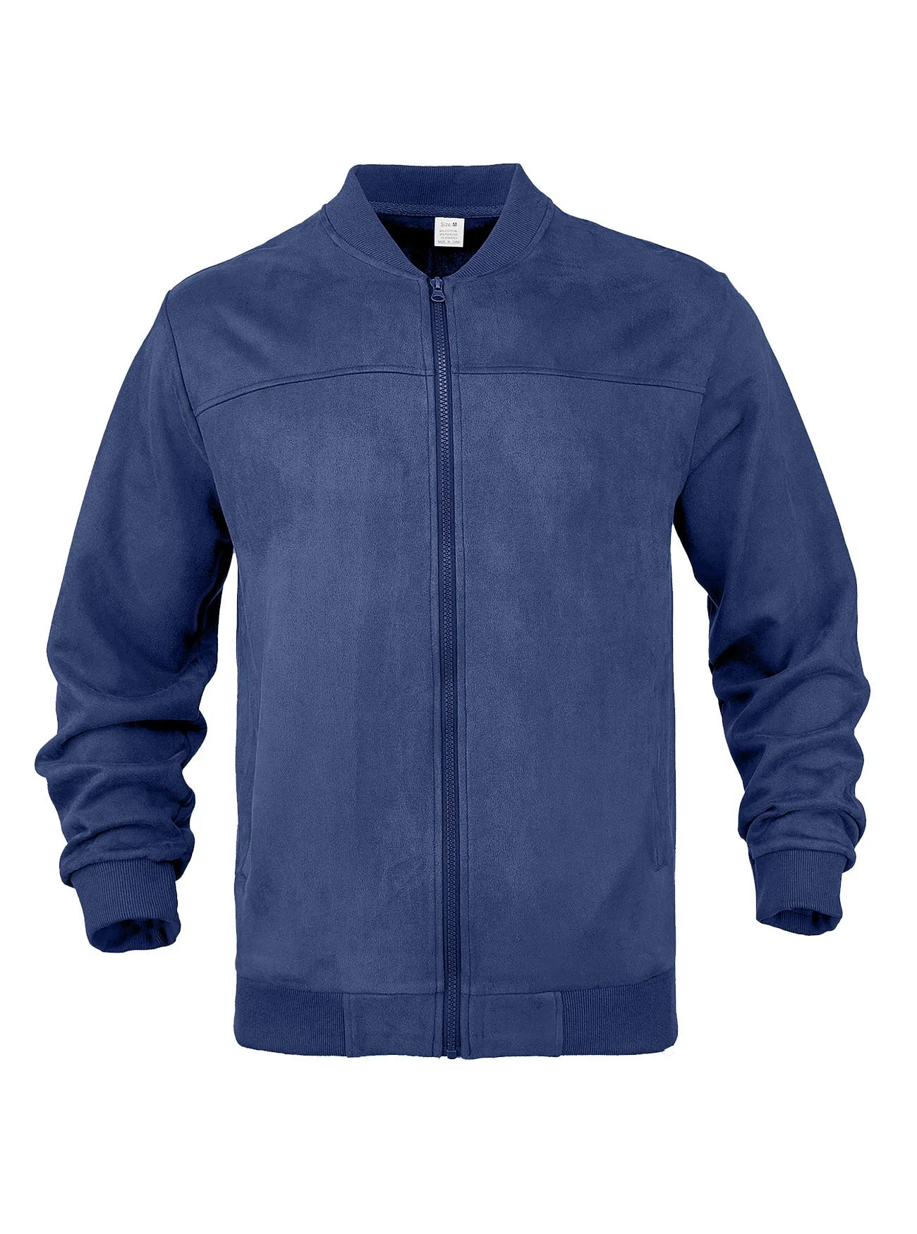Men's solid colour suede fleece slim fit zip jacket, long sleeves, dart pockets, available in khaki, black, army green