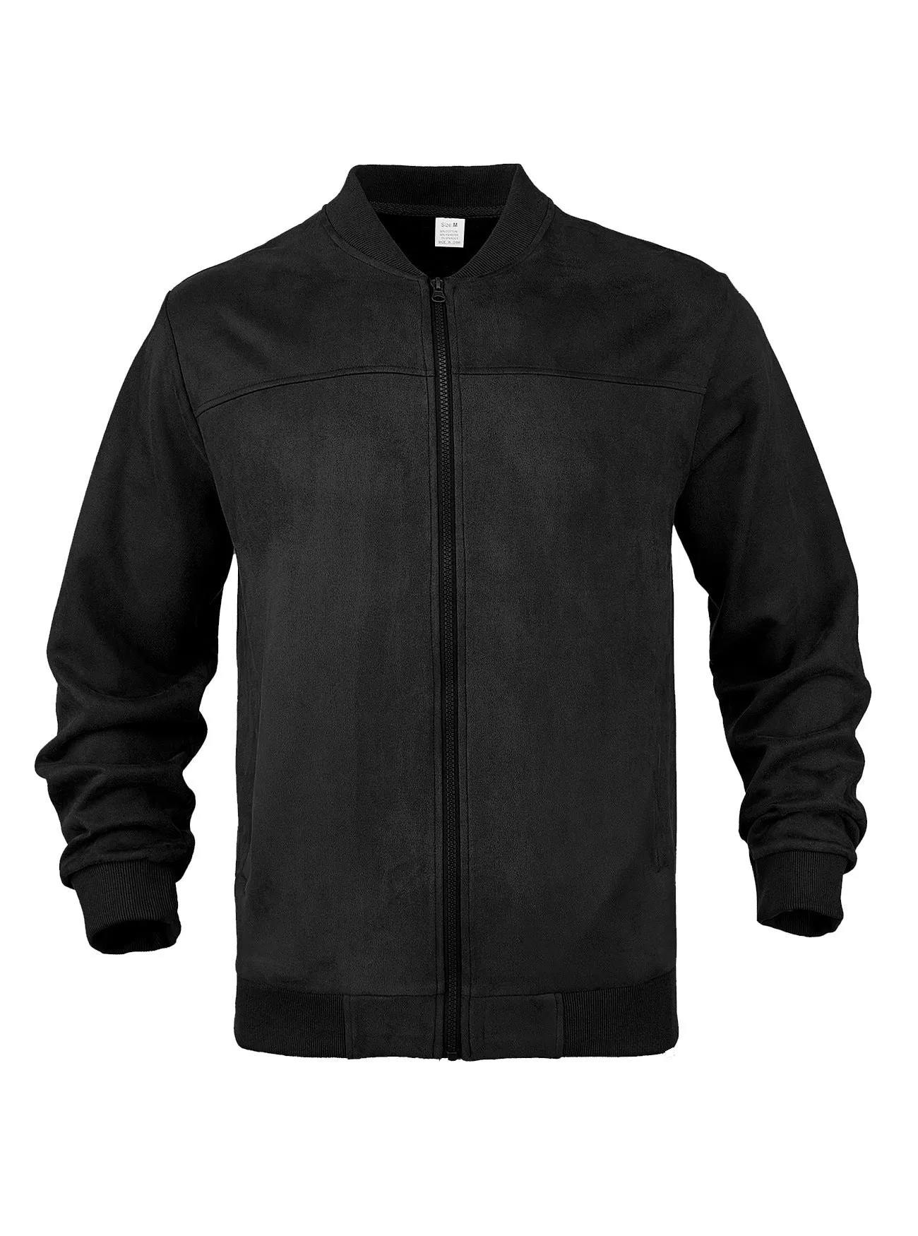 Men's solid colour suede fleece slim fit zip jacket, long sleeves, dart pockets, available in khaki, black, army green
