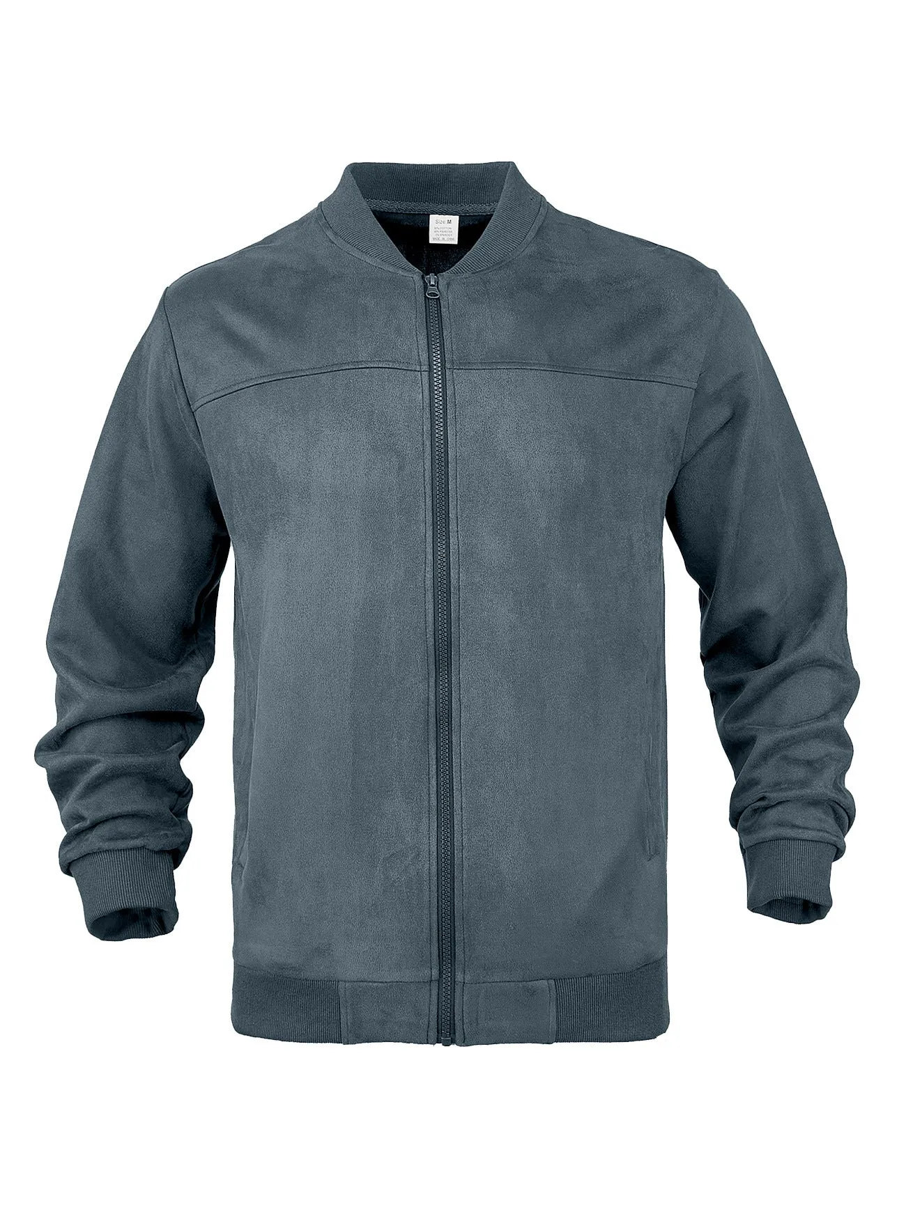 Men's solid colour suede fleece slim fit zip jacket, long sleeves, dart pockets, available in khaki, black, army green