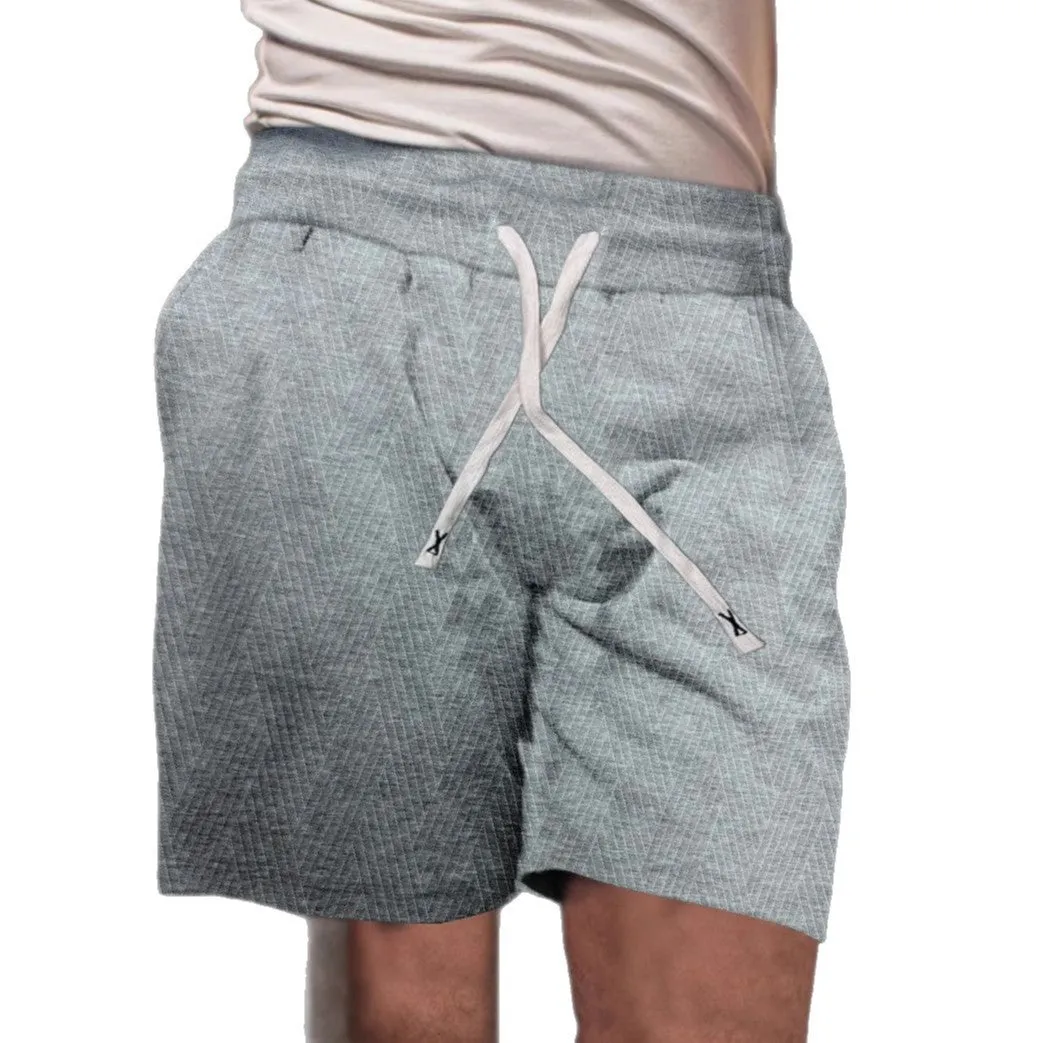 Men's drawstring loose brushed casual sports shorts in khaki, polyester fabric