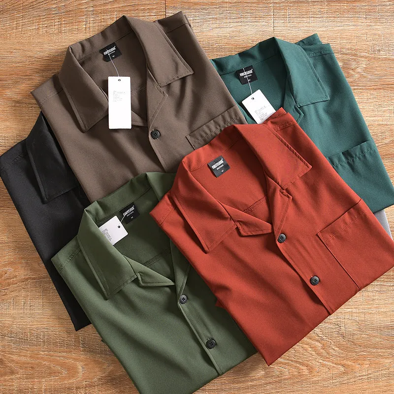 Men's lightweight grey pure cotton short sleeve shirt with a loose, cardigan-style fit.