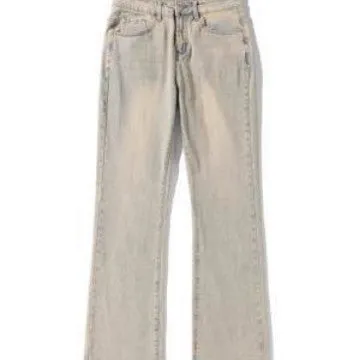 American retro high waist straight leg washed denim pants for teenagers in black with button front fly