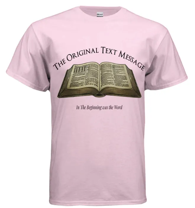 Christian text message t-shirt in white polyester, short sleeves, leisure wear