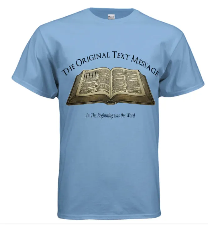 Christian text message t-shirt in white polyester, short sleeves, leisure wear