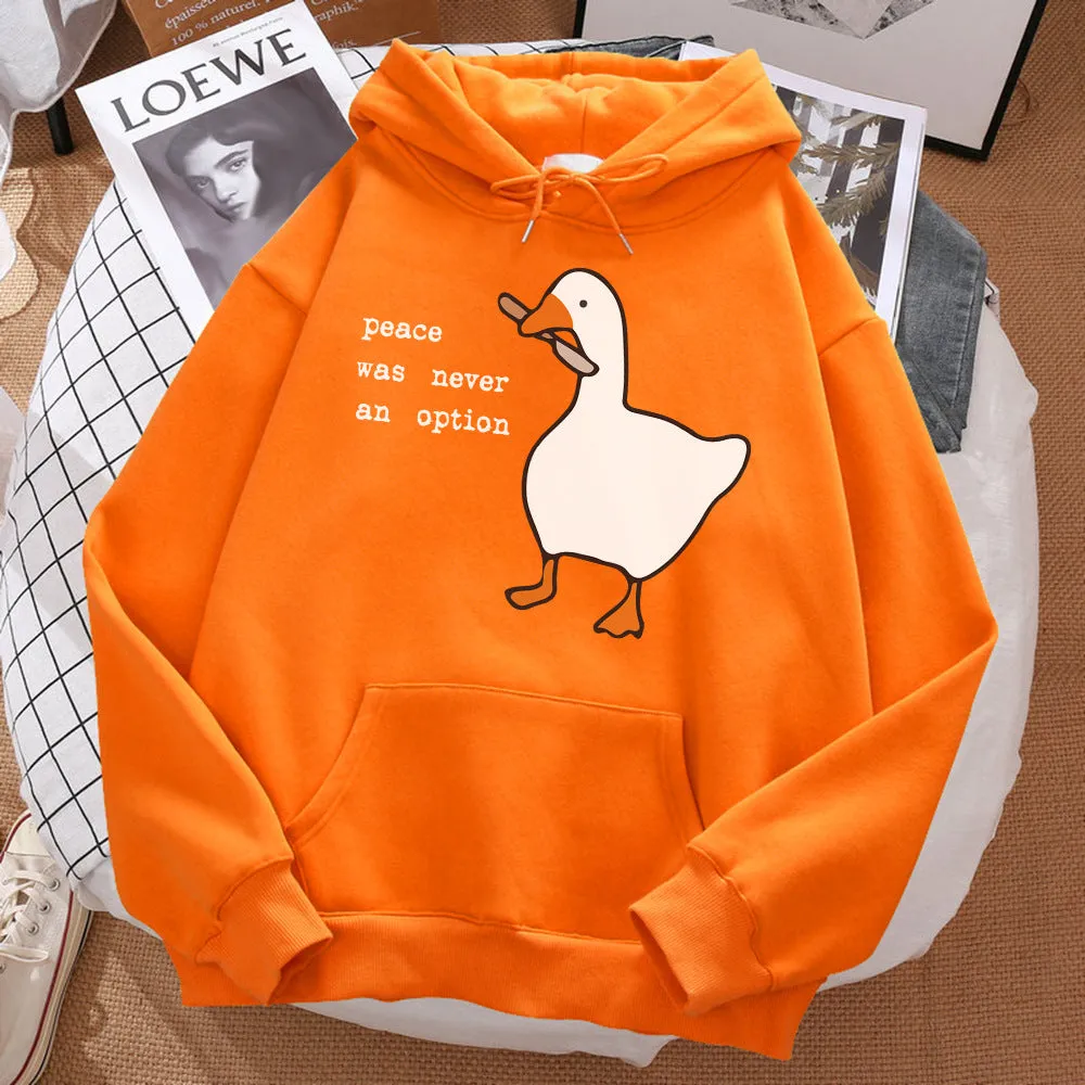 Print sweatshirt street loose hoodie for men with cartoon pattern, polyester pullover, long sleeve, available in multiple colours
