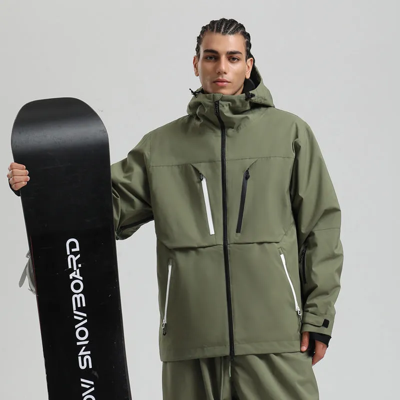 Waterproof padded ski coat in khaki with breathable windproof polyester shell and imitation silk cotton filler