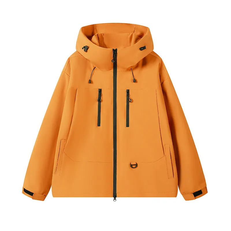Dopamine Three-proof Outdoor Couple's Windbreaker slim fit solid colour with zippered pockets available in seven colours