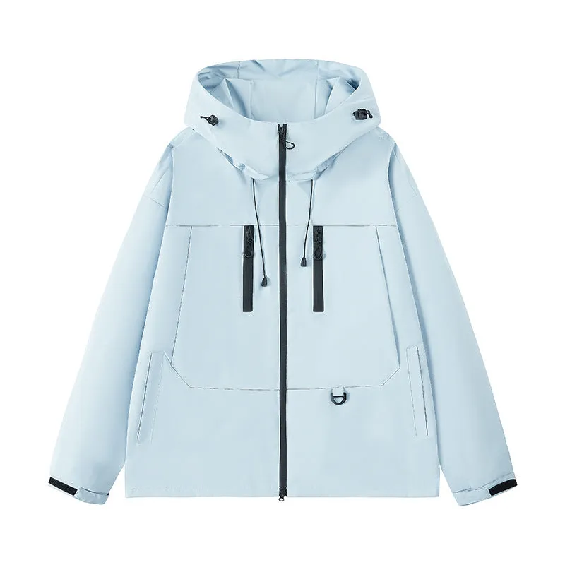Dopamine Three-proof Outdoor Couple's Windbreaker slim fit solid colour with zippered pockets available in seven colours