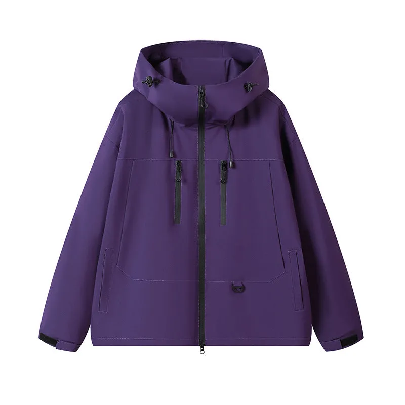 Dopamine Three-proof Outdoor Couple's Windbreaker slim fit solid colour with zippered pockets available in seven colours