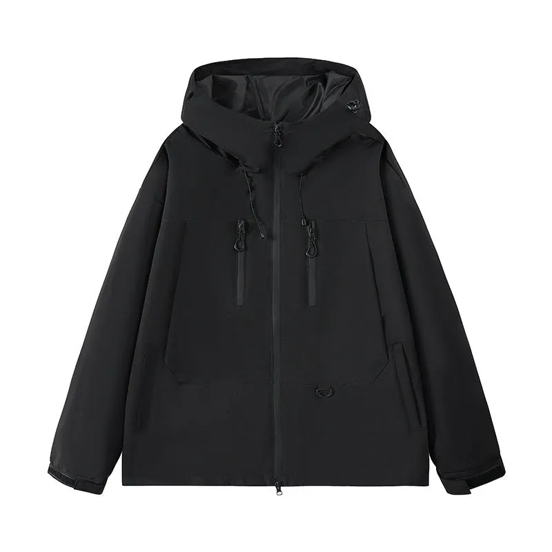 Dopamine Three-proof Outdoor Couple's Windbreaker slim fit solid colour with zippered pockets available in seven colours