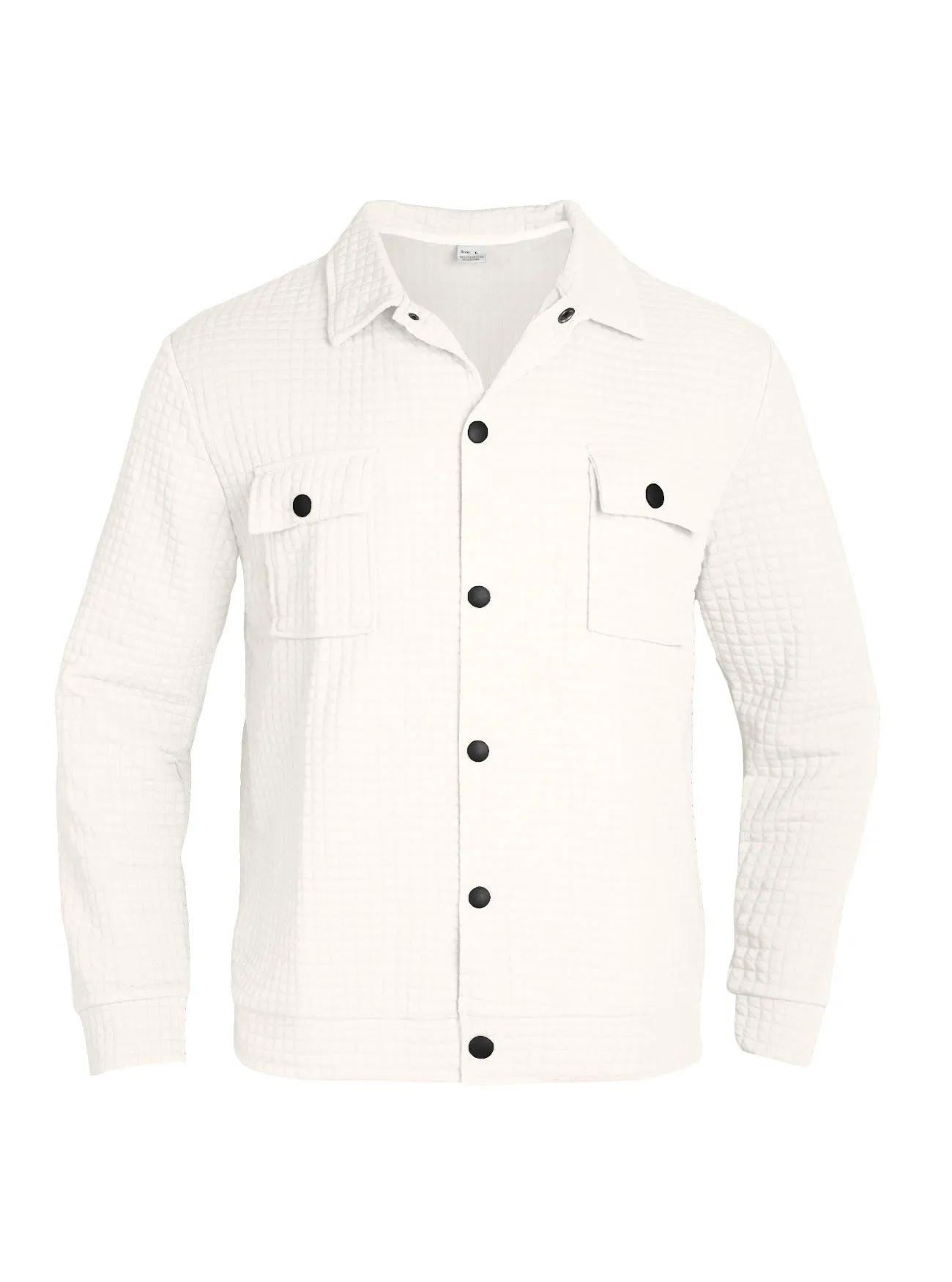 Men's casual jacquard checkered loose knit polyester cardigan in white, black, gray, khaki, green