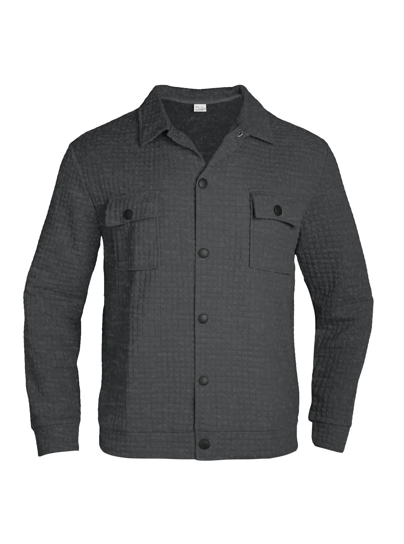 Men's casual jacquard checkered loose knit polyester cardigan in white, black, gray, khaki, green