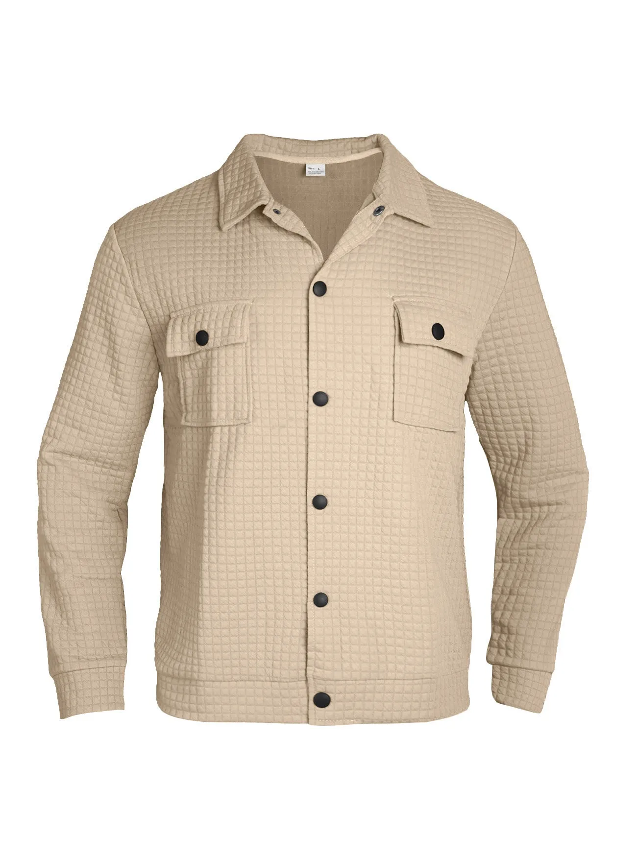 Men's casual jacquard checkered loose knit polyester cardigan in white, black, gray, khaki, green