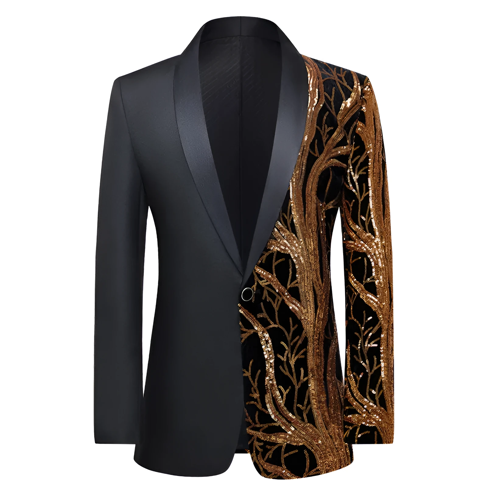 Men's slim fit sequins jacket in black bonded lining for banquet events