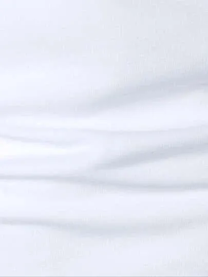Men's striped white short sleeve button polo shirt with slim fit and side slits