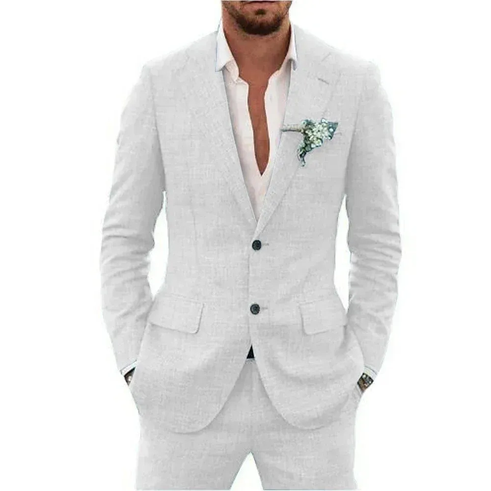 Men's slim fit two-piece suit set in black with top and trousers