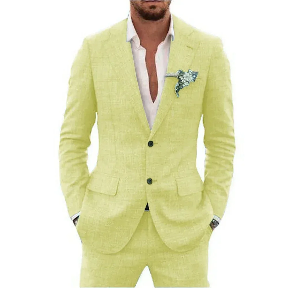 Men's slim fit two-piece suit set in black with top and trousers