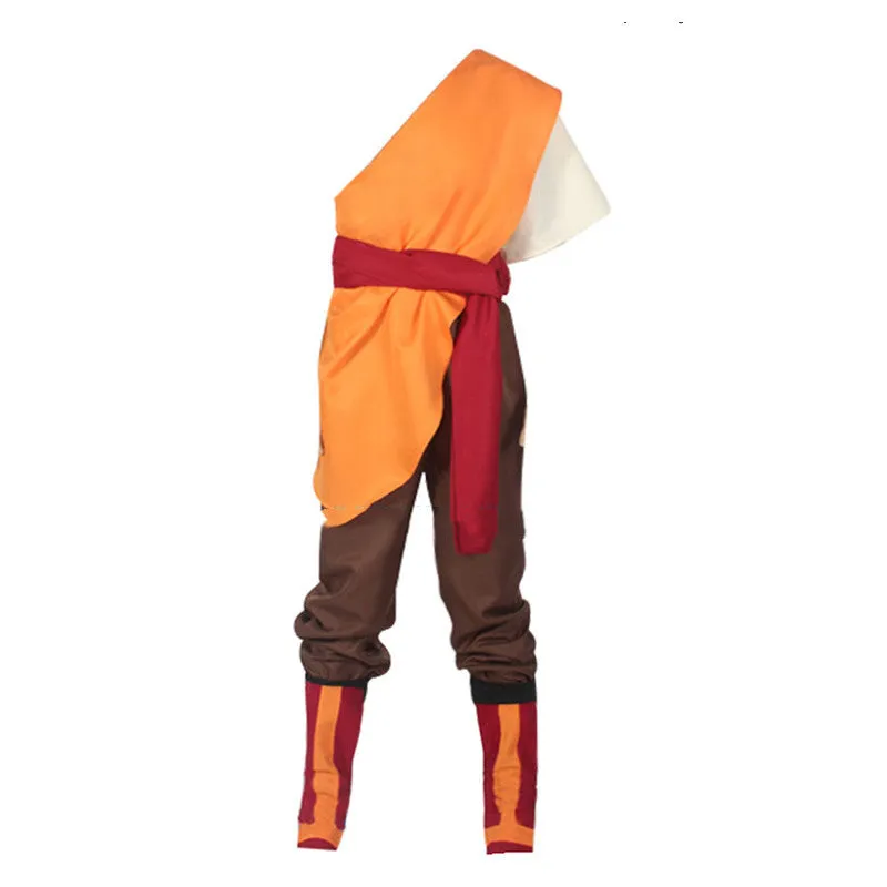 Unisex adult cosplay costume set with top, pants, and belt in plain polyester fabric