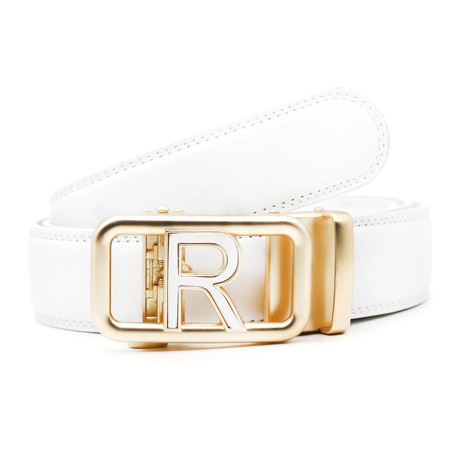 Men's automatic buckle belt in genuine leather with alloy buckle, 125cm, available in ten colours for all-match casual wear.