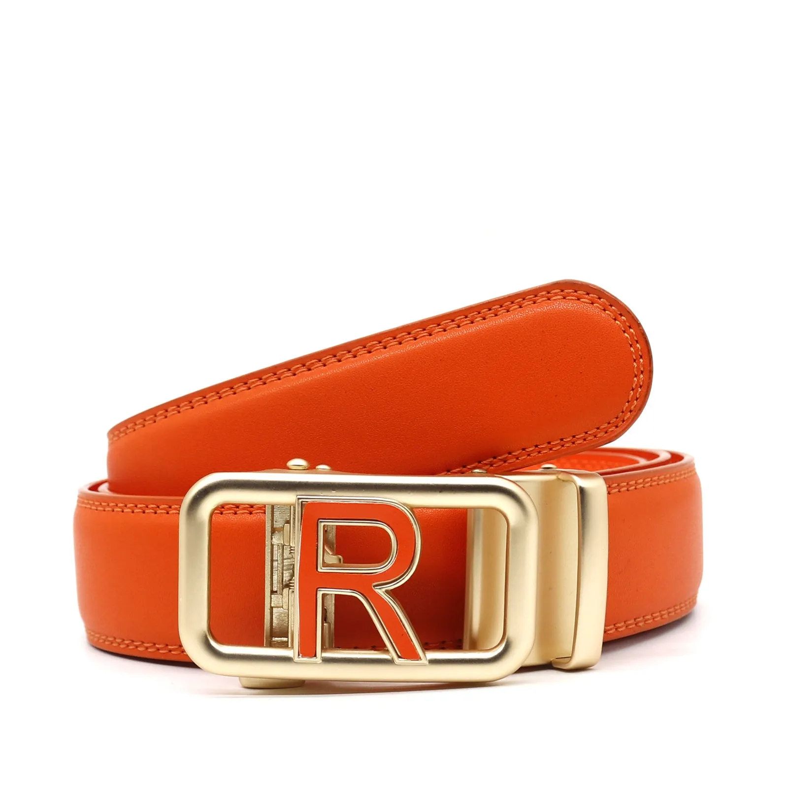 Men's automatic buckle belt in genuine leather with alloy buckle, 125cm, available in ten colours for all-match casual wear.