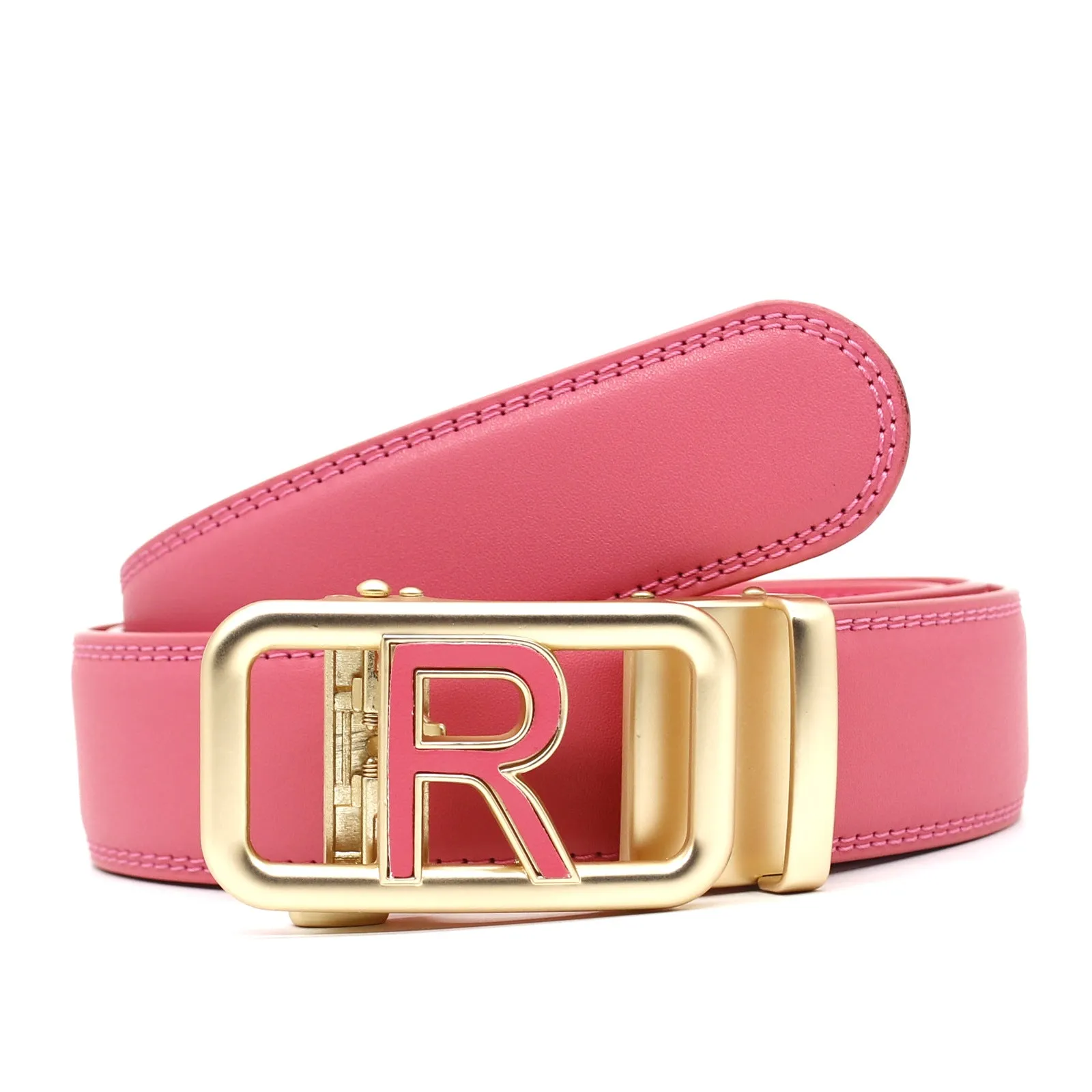 Men's automatic buckle belt in genuine leather with alloy buckle, 125cm, available in ten colours for all-match casual wear.