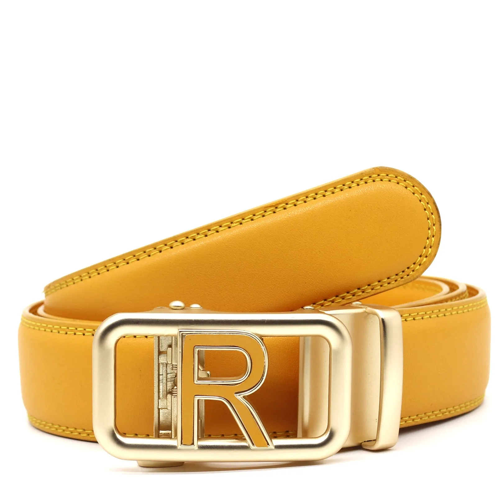 Men's automatic buckle belt in genuine leather with alloy buckle, 125cm, available in ten colours for all-match casual wear.