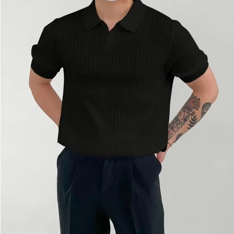 Men's cotton blend solid colour loose fit polo shirt in white with half sleeves