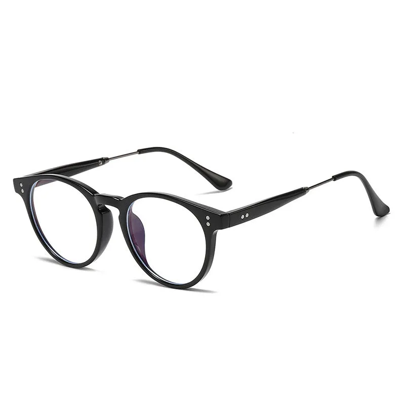 Retro plate full rim myopia glasses with anti-blue light AC lens in metal frame leopard ring colour 9352-C7