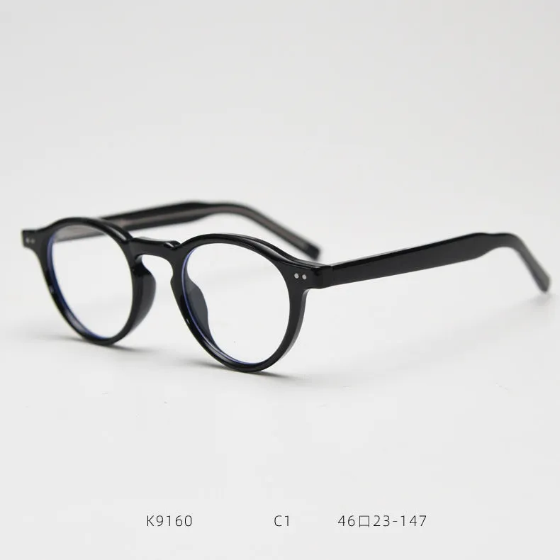 Retro plate full rim myopia glasses with anti-blue light AC lens in metal frame leopard ring colour 9352-C7